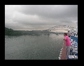 Approaching the Bridge of the Americas, quite an impressive site as we wend our way toward the first locks at Miraflores.